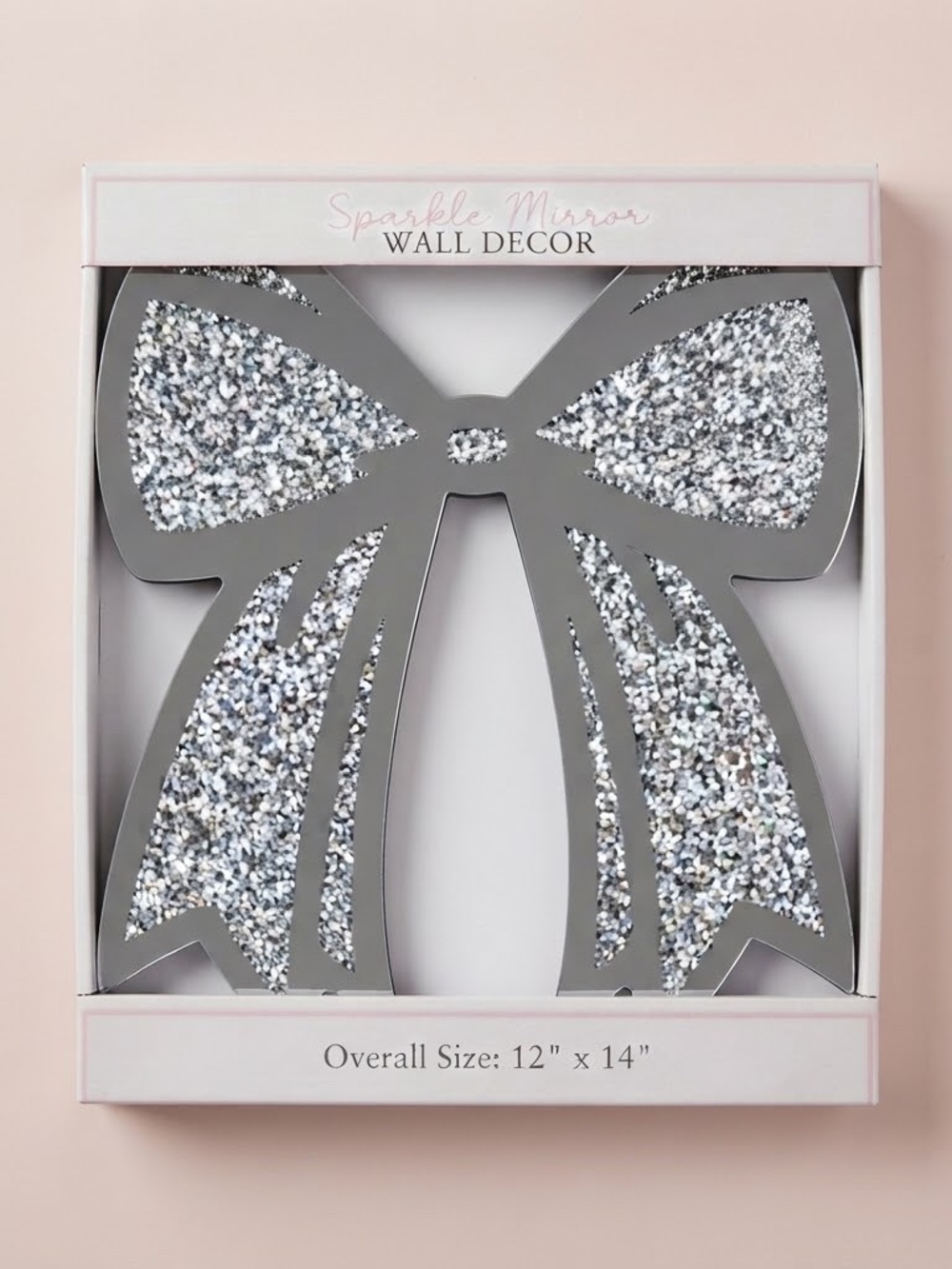 NWT Wall Decor Crushed Diamond Silver Glitter Bow